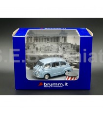 FIAT 600D MULTIPLA AZZURRO CENERE 1960 + AGENT DE CIRCULATION 1:43 BRUMM SOUS BLISTER