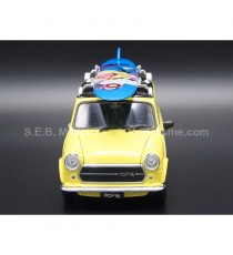 MINI COOPER LEYLAND INNOCENTI 1300 1975 YELLOW WITH SURF 1:24 WELLY front side