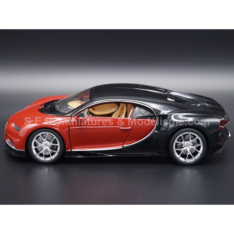 BUGATTI CHIRON 2016 RED / BLACK 1:24 WELLY LEFT SIDE
