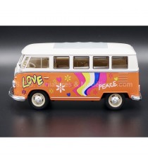 VW VOLKSWAGEN T1 BUS 1963 FLOWER POWER ORANGE/BLANC 1:24-27 WELLY côté gauche