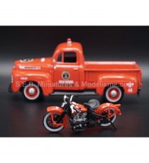 FORD PICK-UP F1 1948 FIRE DEPT48 + HARLEY DAVIDSON EIKNUCKLEHEAD 1936 1:24 MAISTO  left side