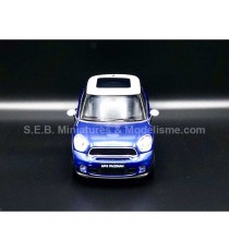MINI COOPER S PANCEMAN BLUE WHITE ROOF 1:24 WELLY front side