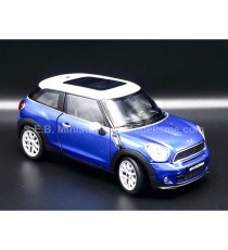 MINI COOPER S PANCEMAN BLUE WHITE ROOF 1:24 WELLY right front
