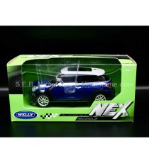 MINI COOPER S PANCEMAN BLUE WHITE ROOF 1:24 WELLY with packaging