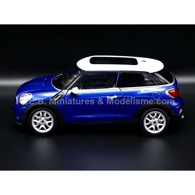 MINI COOPER S PANCEMAN BLUE WHITE ROOF 1:24 WELLY LEFT SIDE