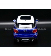 MINI COOPER S PANCEMAN BLUE WHITE ROOF 1:24 WELLY back side