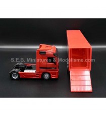 MERCEDES ACTROS 1857 40 CONTAINER ROUGE 1:43 NEW RAY REMORQUE OUVERTE