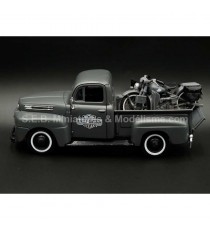 FORD PICK-UP F1 1948 + HARLEY DAVIDSON WLA FLATHEAD 1942 GRISE 1/24 MAISTO CÔTÉ GAUCHE