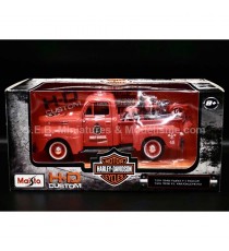 FORD PICK-UP F1 1948 FIRE DEPT48 + HARLEY DAVIDSON EIKNUCKLEHEAD 1936 1:24 MAISTO with packaging