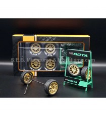 RACK ROTA + 4 ROUES COMPLÈTES AVEC AXE DE ROUE 1:18 IXO-MODELS