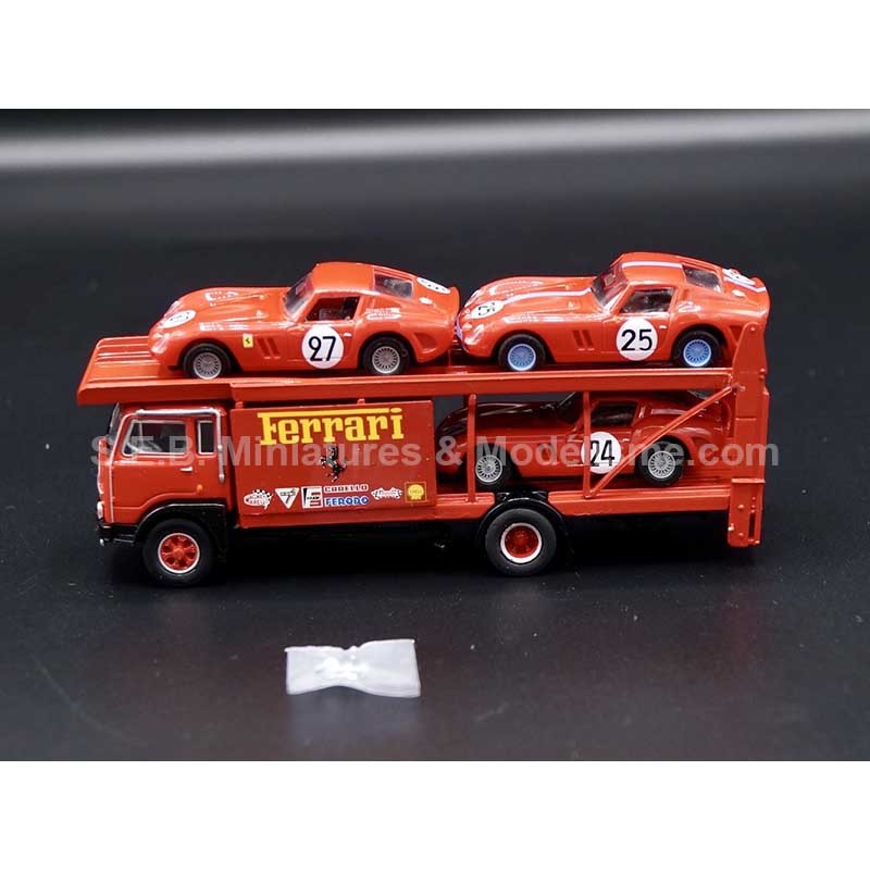 CAMION FIAT 642 TRANSPORT DE VOITURES + 3 FERRARI GTO 1/87 BREKINA côté gauche