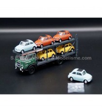 TRUCK FIAT 642 CAR TRANSPORT + 6 FIAT 500 1/87 BREKINA left side