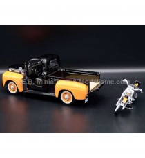 FORD PICK-UP F1 1948 + HARLEY DAVIDSON FLH DUO GLIDE 1958 NOIR/ORANGE 1:24 MAISTO porte ouverte