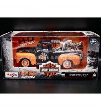 FORD PICK-UP F1 1948 + HARLEY DAVIDSON FLH DUO GLIDE 1958 NOIR/ORANGE 1:24 MAISTO sous blister