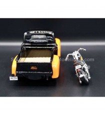 FORD PICK-UP F1 1948 + HARLEY DAVIDSON FLH DUO GLIDE 1958 NOIR/ORANGE 1:24 MAISTO face arrière