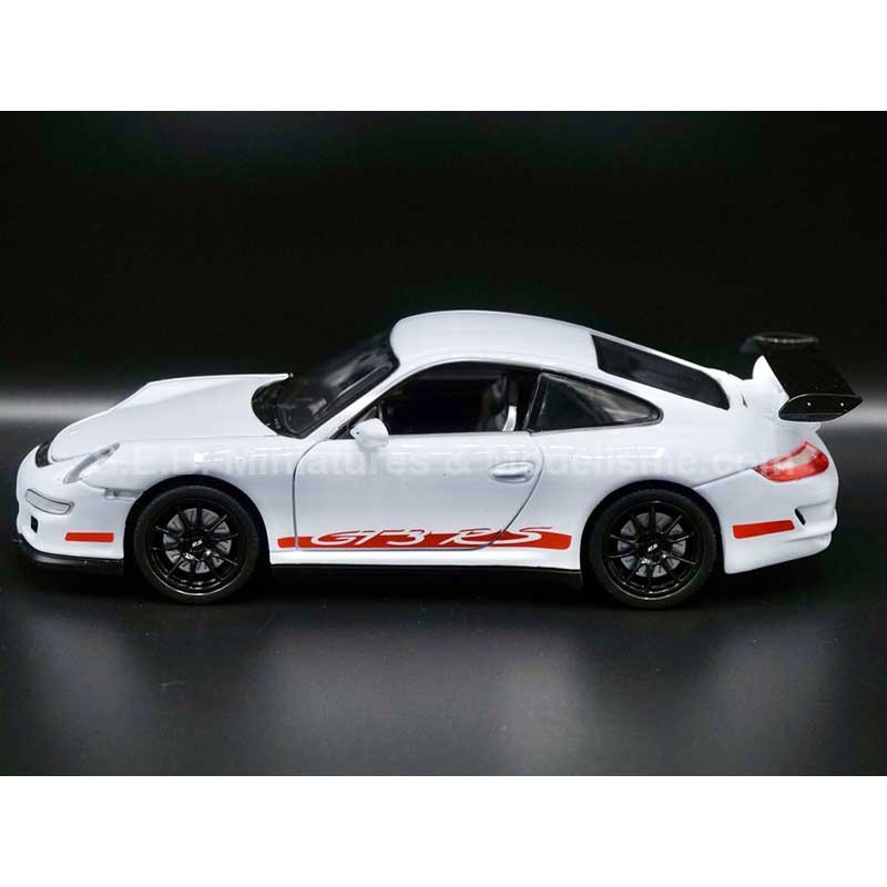 PORSCHE 911 GT3 RS 997 BLANCHE 1:24 WELLY vue de côté gauche