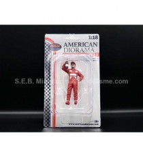 FIGURINES PILOTE RACING LEGEND ANNÉE 2000 ROUGE 1:18 AMERICAN DIORAMA sous blister