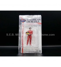 RACING LEGEND PILOT FIGURINE YEAR 80 RED 1:18 AMERICAN DIORAMA in the packaging