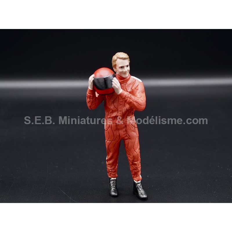 RACING LEGEND PILOT FIGURINE YEAR 70 RED 1:18 AMERICAN DIORAMA front side