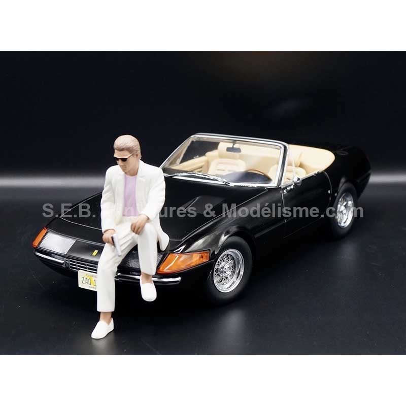 PACK FERRARI 365 GTB DAYTONA MOVIE "Miami Vice" + 1 FIGURINE "SUNNY ASSIS " 1:18 KK-SCALE avec figurine Sunny