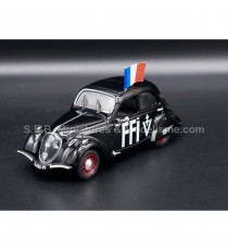 PEUGEOT 202 FFI (FRENCH POLICE) FROM 1938 BLACK 1:43 ODEON left front