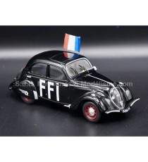 PEUGEOT 202 FFI (FRENCH POLICE) FROM 1938 BLACK 1:43 ODEON right front