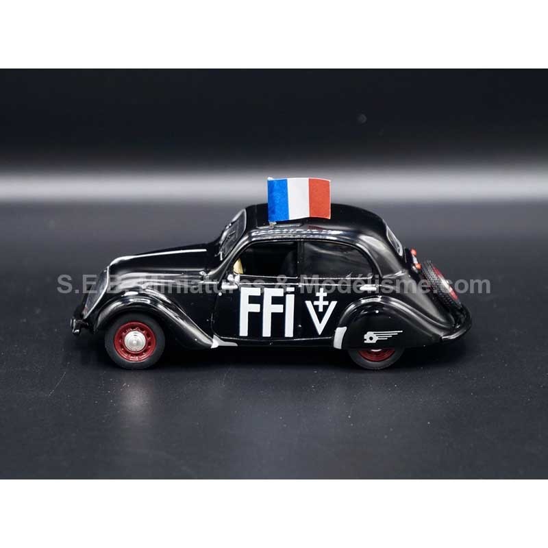PEUGEOT 202 FFI (POLICE FRANÇAISE) 1938 NOIR 1:43 ODEON vue de côté gauche PEUGEOT 202 FFI (POLICE FRANÇAISE) 1938 NOIR 1:43 ODEON vue de côté gauche