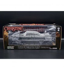 PLYMOUTH FURY 1958 BURNT VERSION FILM "CHRISTINE IN 1983" 1:24 GREENLIGHT with packaging