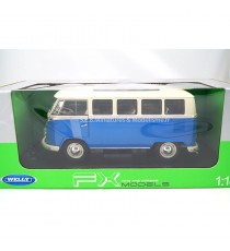VW VOLKSWAGEN COMBI T1 BLUE/WHITE 1962 1:18 WELLY with packaging