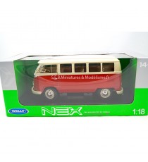 VW VOLKSWAGEN T1 BUS 1963 ROUGE/CRÈME 1:18 WELLY