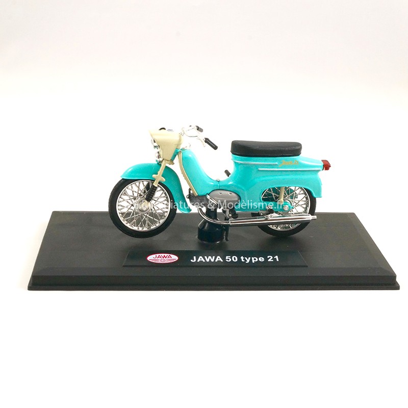 JAWA 50 TYPE 21 BLEU TURQUOISE 1:18 ABREX côté gauche JAWA 50 TYPE 21 BLEU TURQUOISE 1:18 ABREX côté gauche