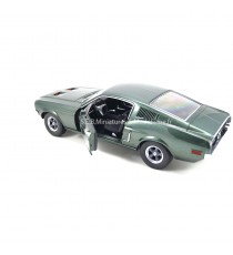 FORD MUSTANG GT FASTBACK 1968 BULLIT+STEEVE MAC QUEEN, 1/18 GREENLIGHT, PORTE OUVERTE