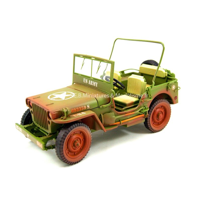 Jeep Willys US Army version look sale 1942 vert, 1/18 T9 avant gauche