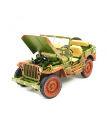 JEEP WILLYS US ARMY LOOK SALE 1941 VERT 1/18 T9 CAPOT OUVERT