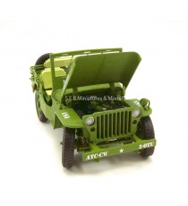Jeep Willys US Army 1942 police militaire 1/18 T9 capot ouvert