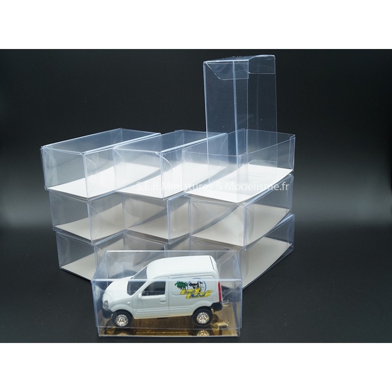 LOT DE 10 BOÎTES VITRINE FOND MIROIR OR OU BLANC POUR 1/64 avec véhicule