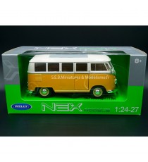 VW VOLKSWAGEN T1 YELLOW AND WHITE BUS FROM 1963 1:24 WELLY in the packaging