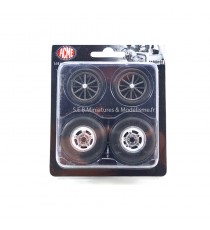 SET DE 4 ROUES DRAGSTER WHEEL & TIRE SET - 1:18 ACME sous blister