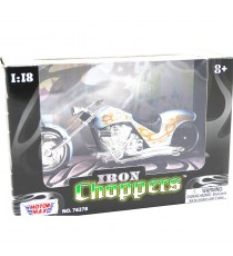 IRON CHOPPERS CUSTOM V-TWIN BLEU FLAMMING OCRE 1/18 MOTORMAX en blister