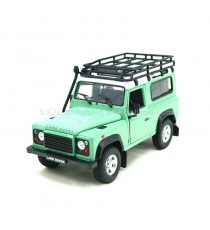 LAND ROVER DEFENDER 90 GREEN WITH ROOF RACK 1992 1:24 WELLY left front